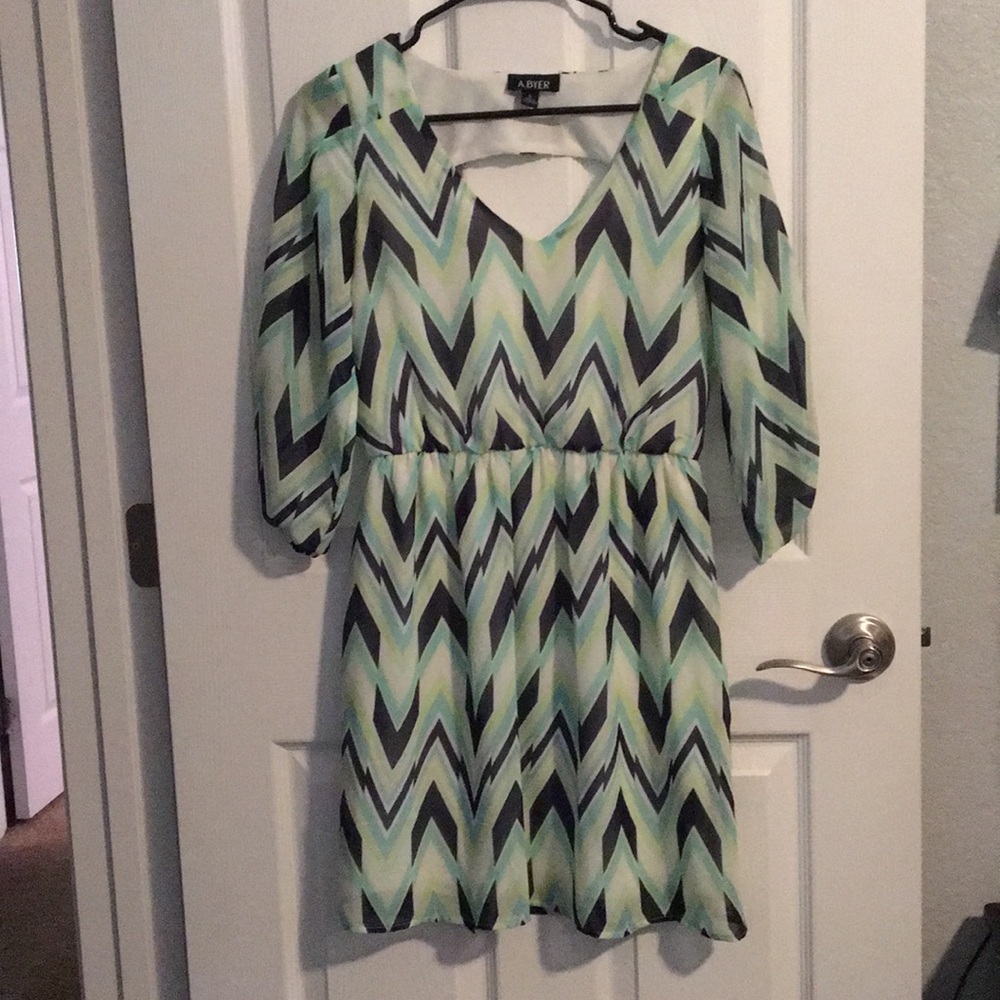 Blue/green chevron dress